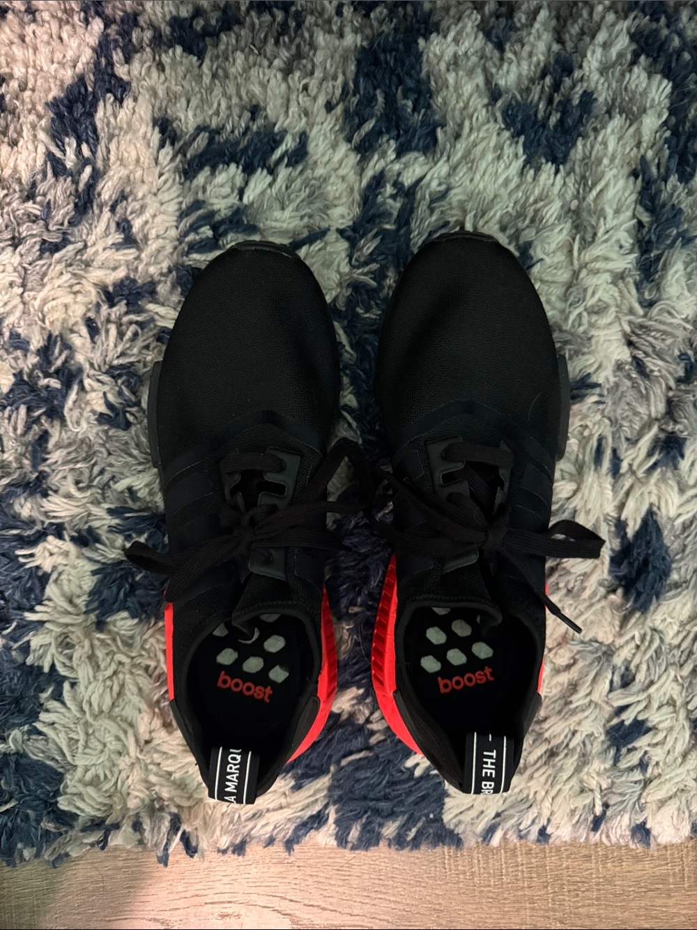 adidas Men's Black Sneakers with Red Heel Accents